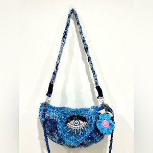 Handmade Crochet Crossbody Bag with Eye Design